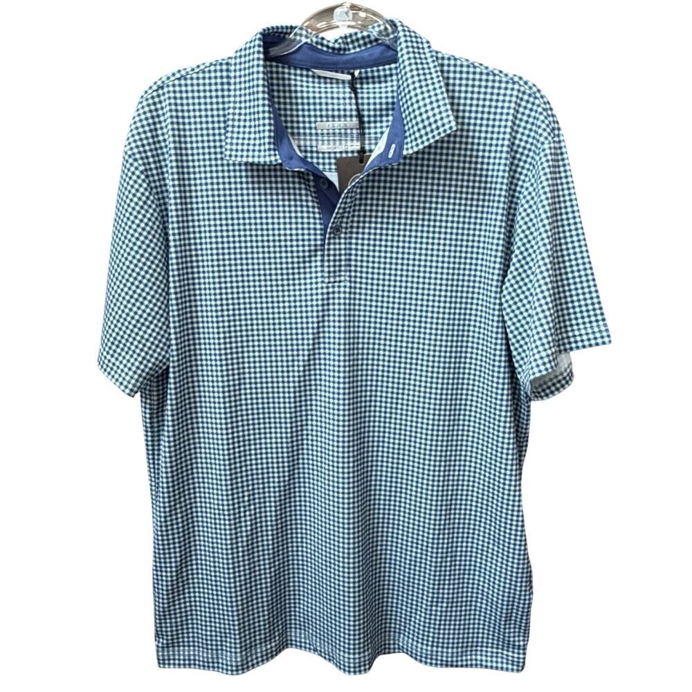 Swannies Golf Polo Archie Blue Check Mens Size Medium New NWT Stretch